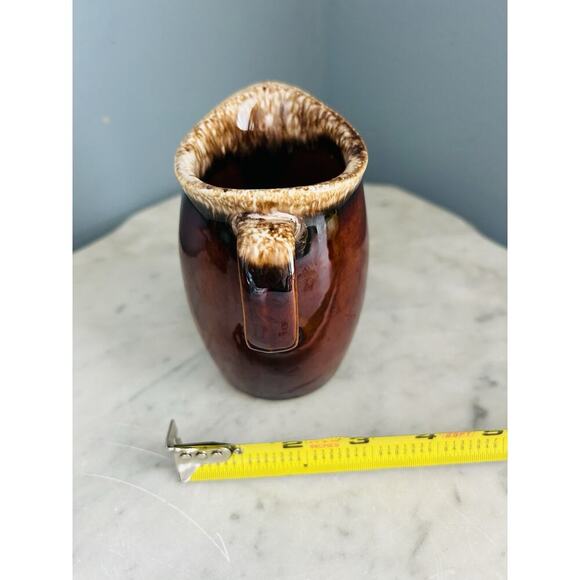 Vintage Hull Pottery Brown Drip Glazed Creamer USA Oven Proof 4.5” Tall Vase - Picture 7 of 11